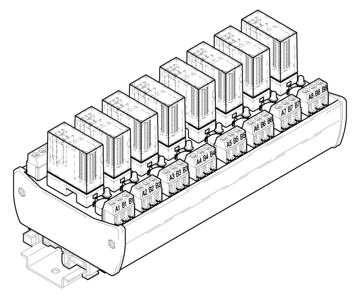 relé cívka 24V~, 8 kanálů, 250V~ / 5A, typ RF8-24-34