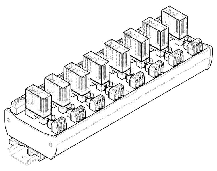 relé cívka 24V~, 8 kanálů, 250V~ / 5A, typ RF8-24-35