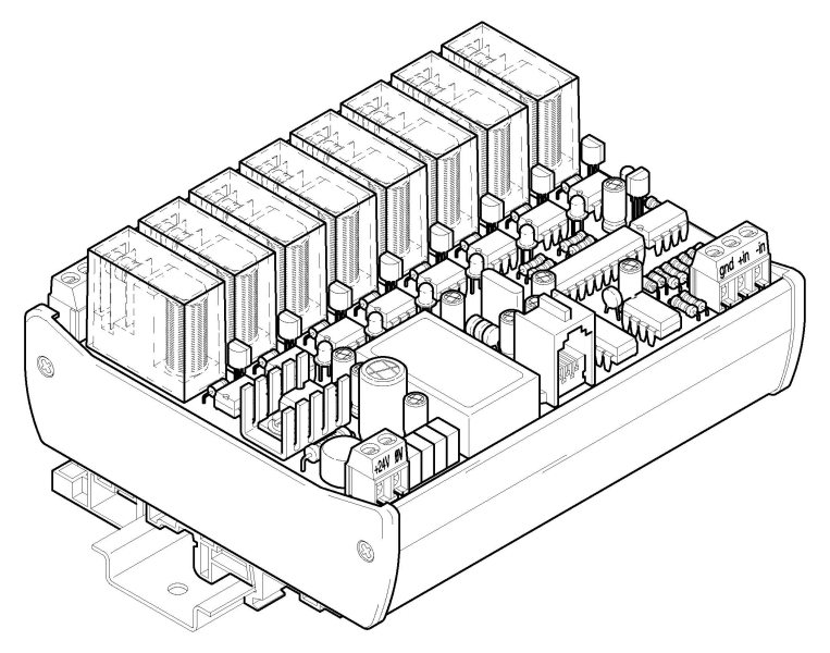 relé - aktivní, 8 kanálů 1P,  250V~/ 5A, typ RS8-10-51